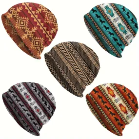 1pc American Native Pattern Men's Skullies Beanies Horse Stripe Ski Bonnet Hats