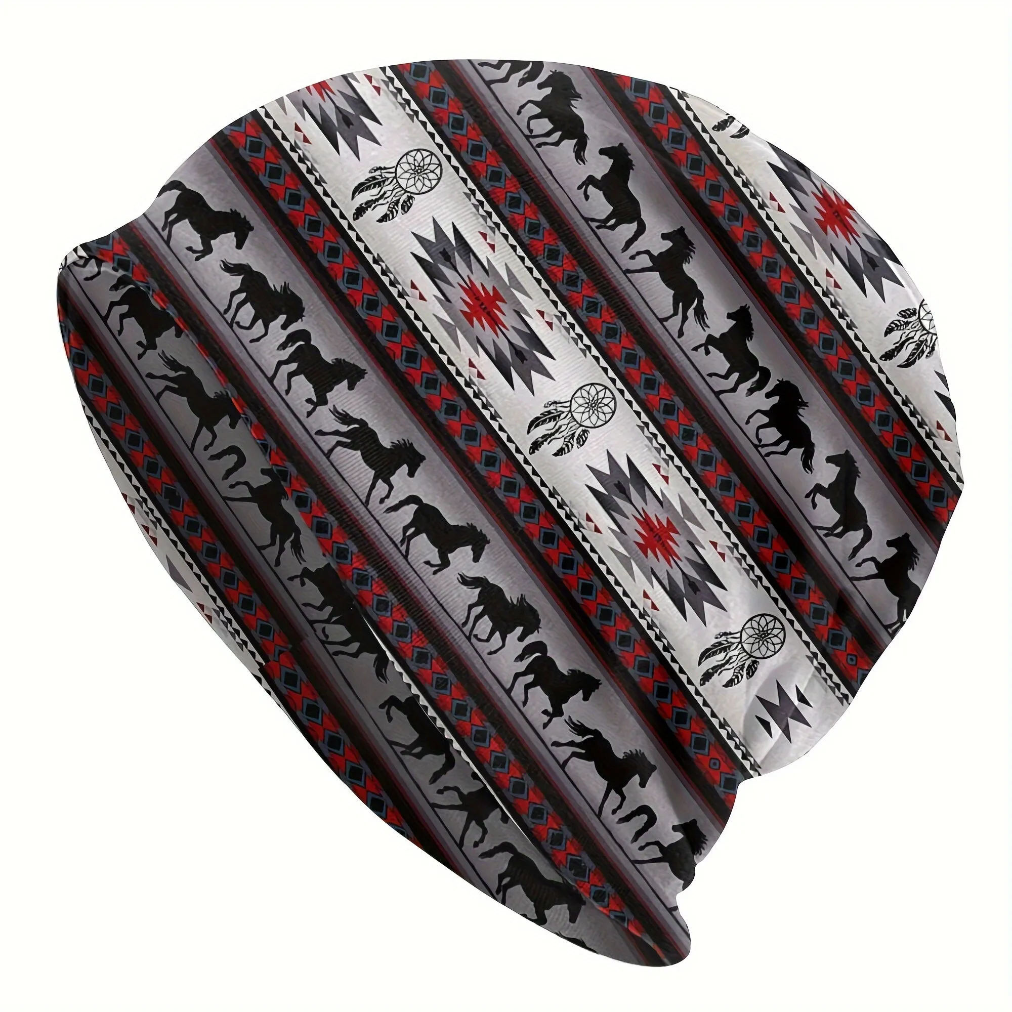 1pc American Native Pattern Men's Skullies Beanies Horse Stripe Ski Bonnet Hats