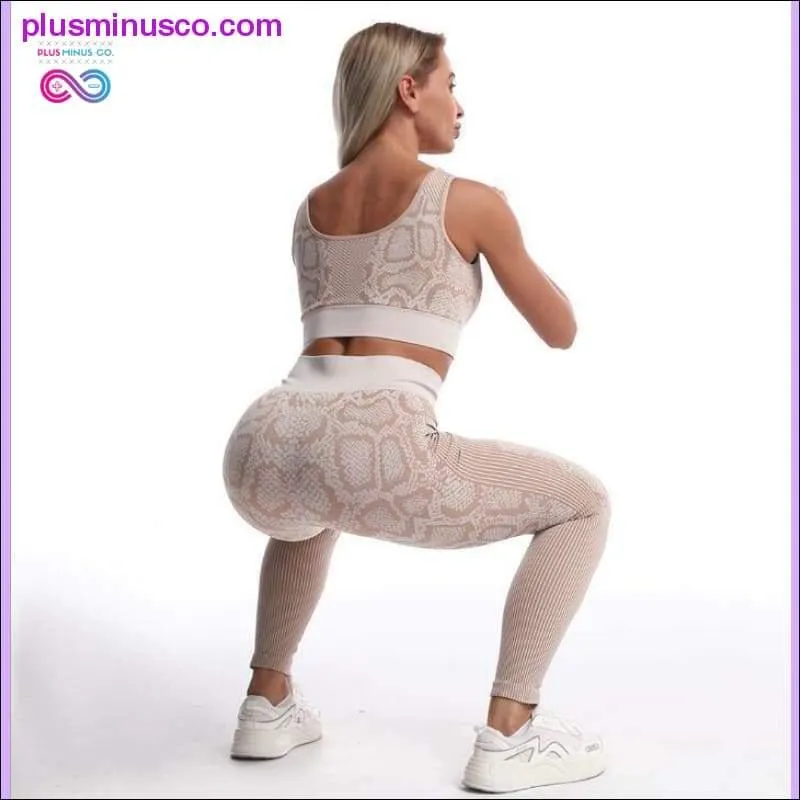 2PCS/Set Seamless Women Yoga Suit Serpentine Sportswear High