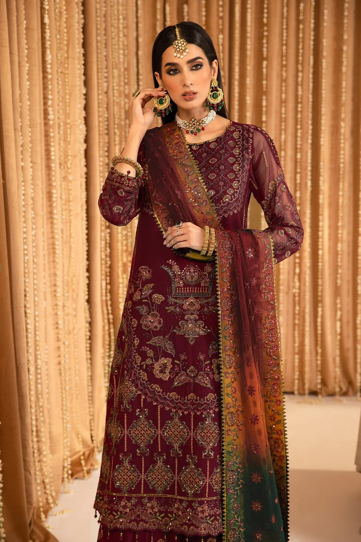 Alizeh Mehfil-e-Uroos Festive Chiffon Unstitched 3Pc Suit D-01 Roheen