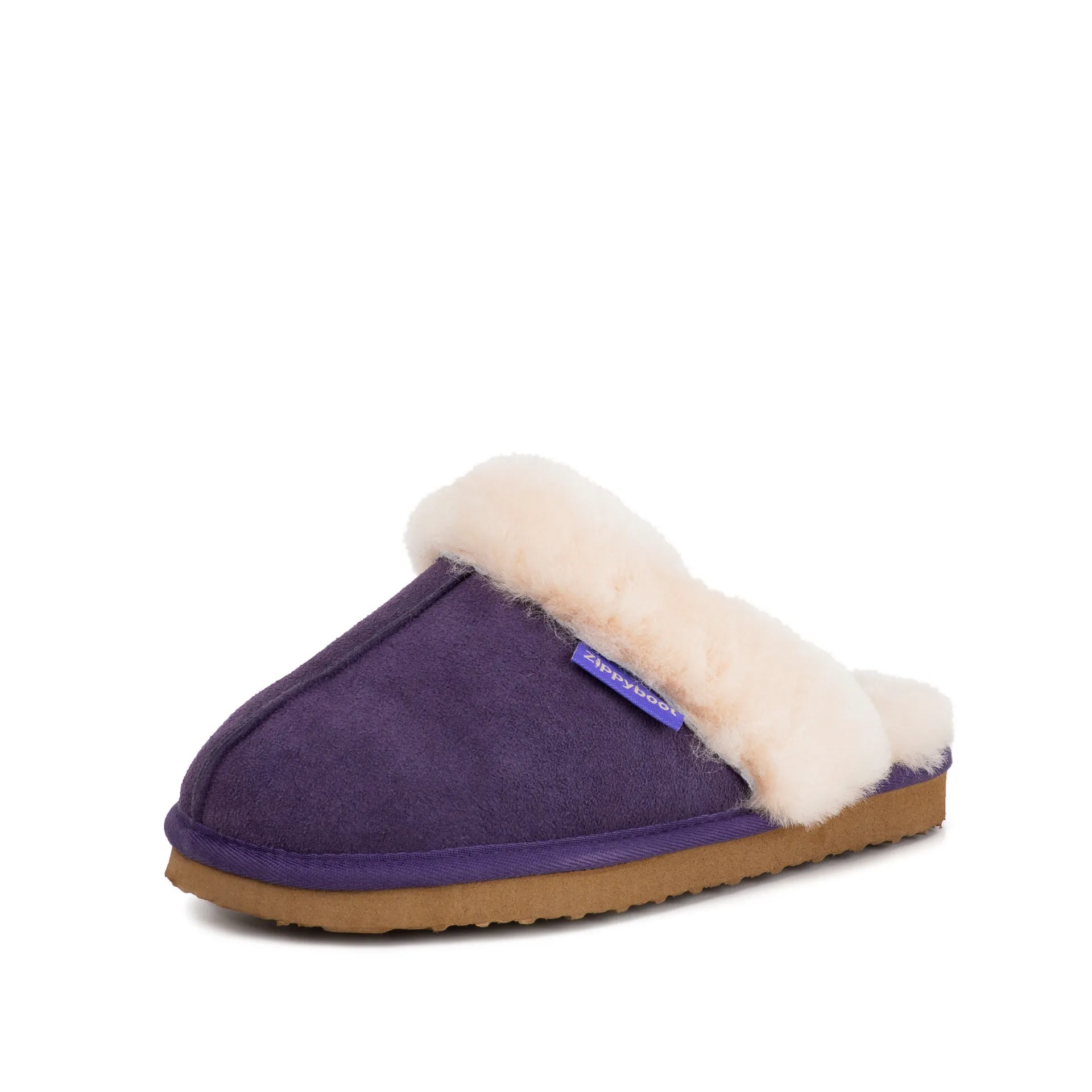 ANN PURPLE SHEEPSKIN SLIPPER MULE