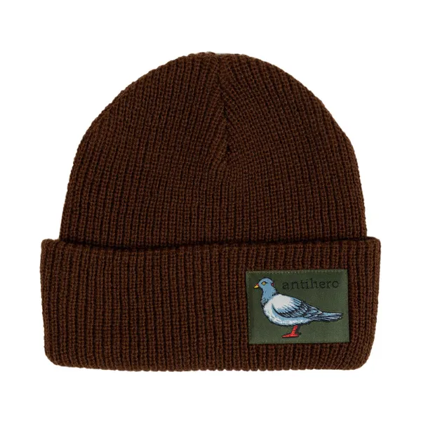 Anti Hero Lil Pigeon Label Cuff Beanie - Dark Brown/Olive