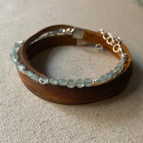 Aquamarine & Leather Wrap