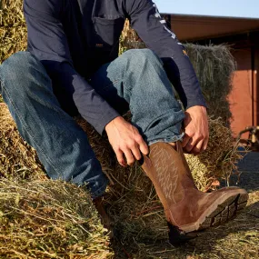 Ariat Mens GroundBreaker Soft Toe Pull On Boots- Brown