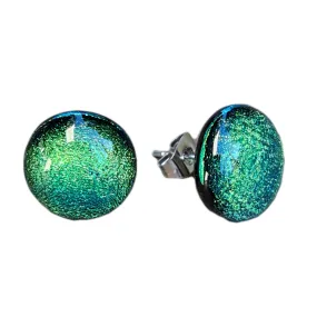 Artisan Glass stud earrings Green shimmer