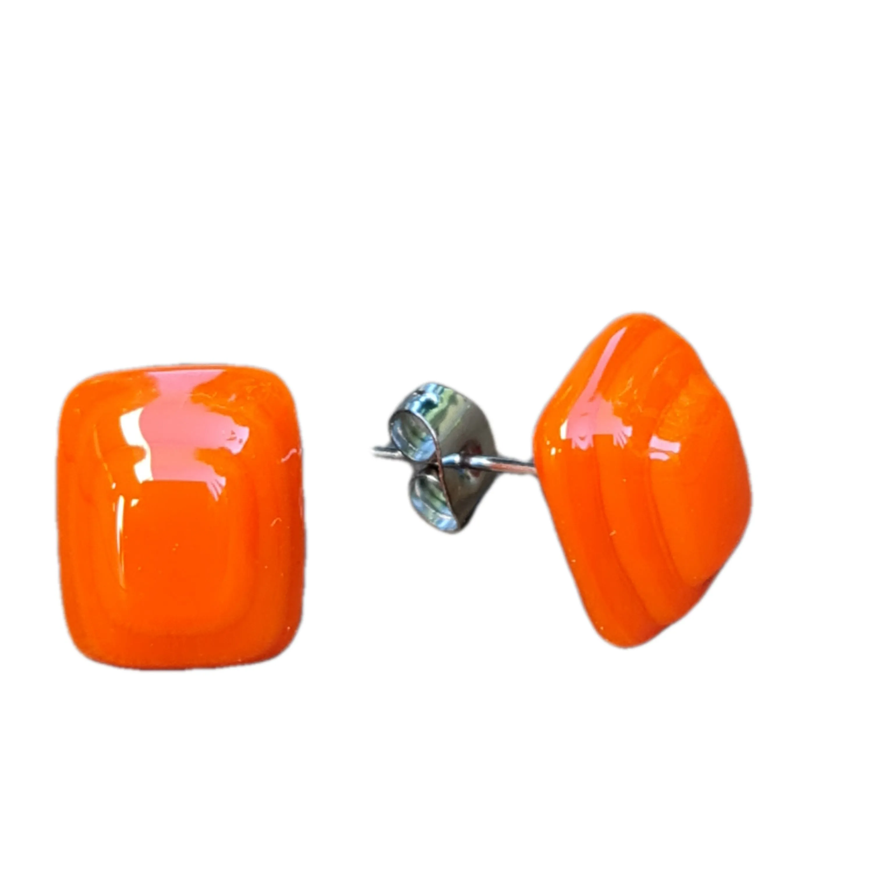 Artisan Glass stud earrings Orange