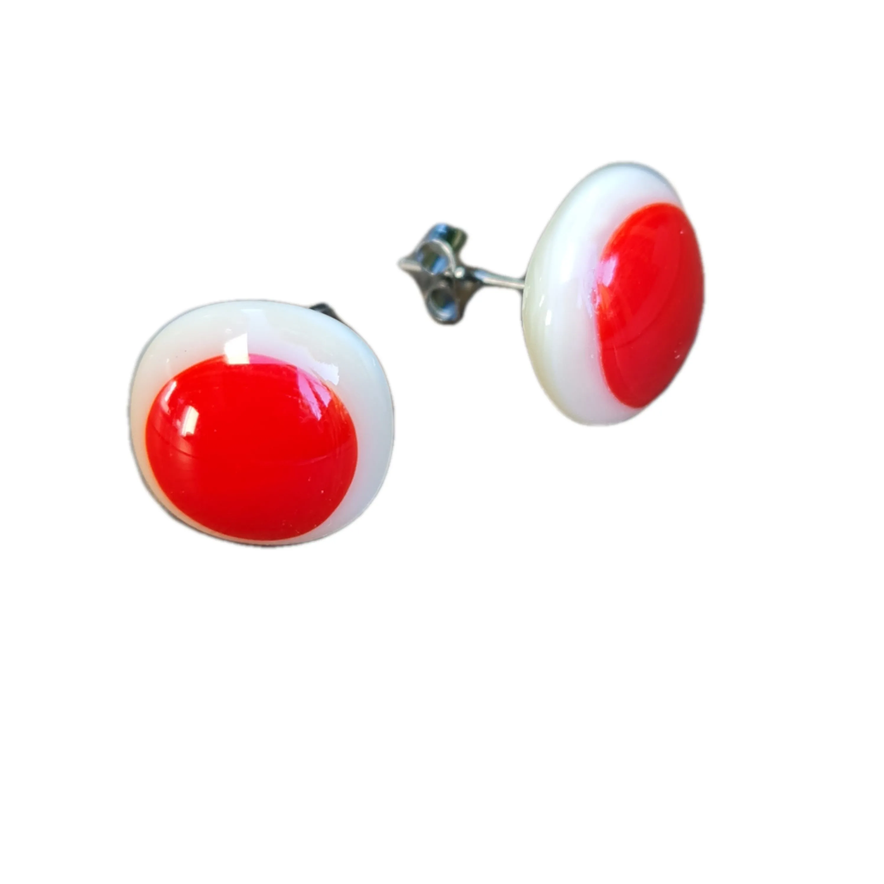 Artisan Glass stud earrings red and white