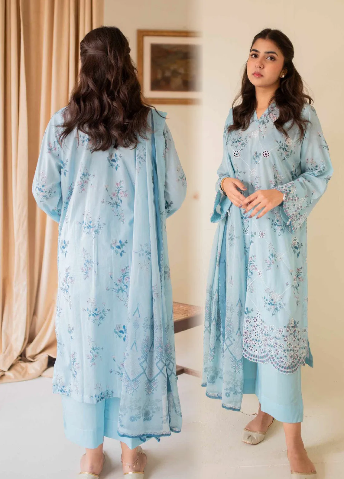 Ayna By Rashid Textile Embroidered Lawn Unstitched 3 Piece Suit - RT24AL 8199