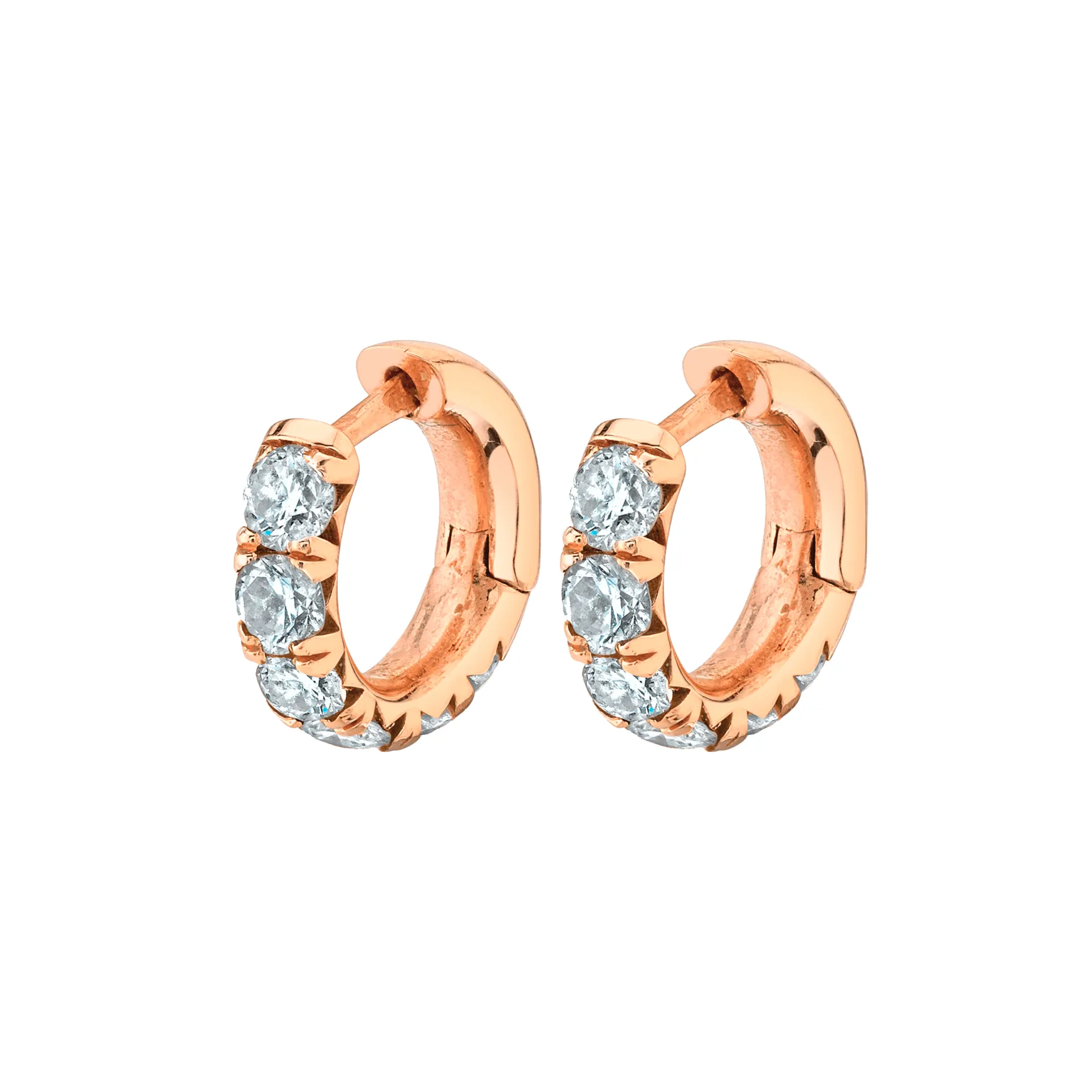 Baby French Pavé Diamond Hoops