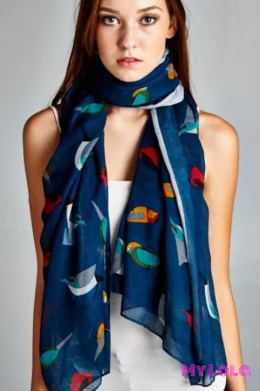 Bird Scarf (Navy)