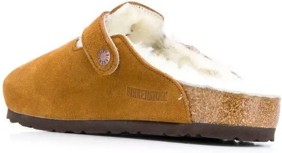 Birkenstock shearling lined slippers Brown