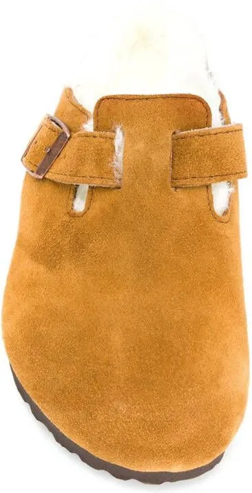 Birkenstock shearling lined slippers Brown