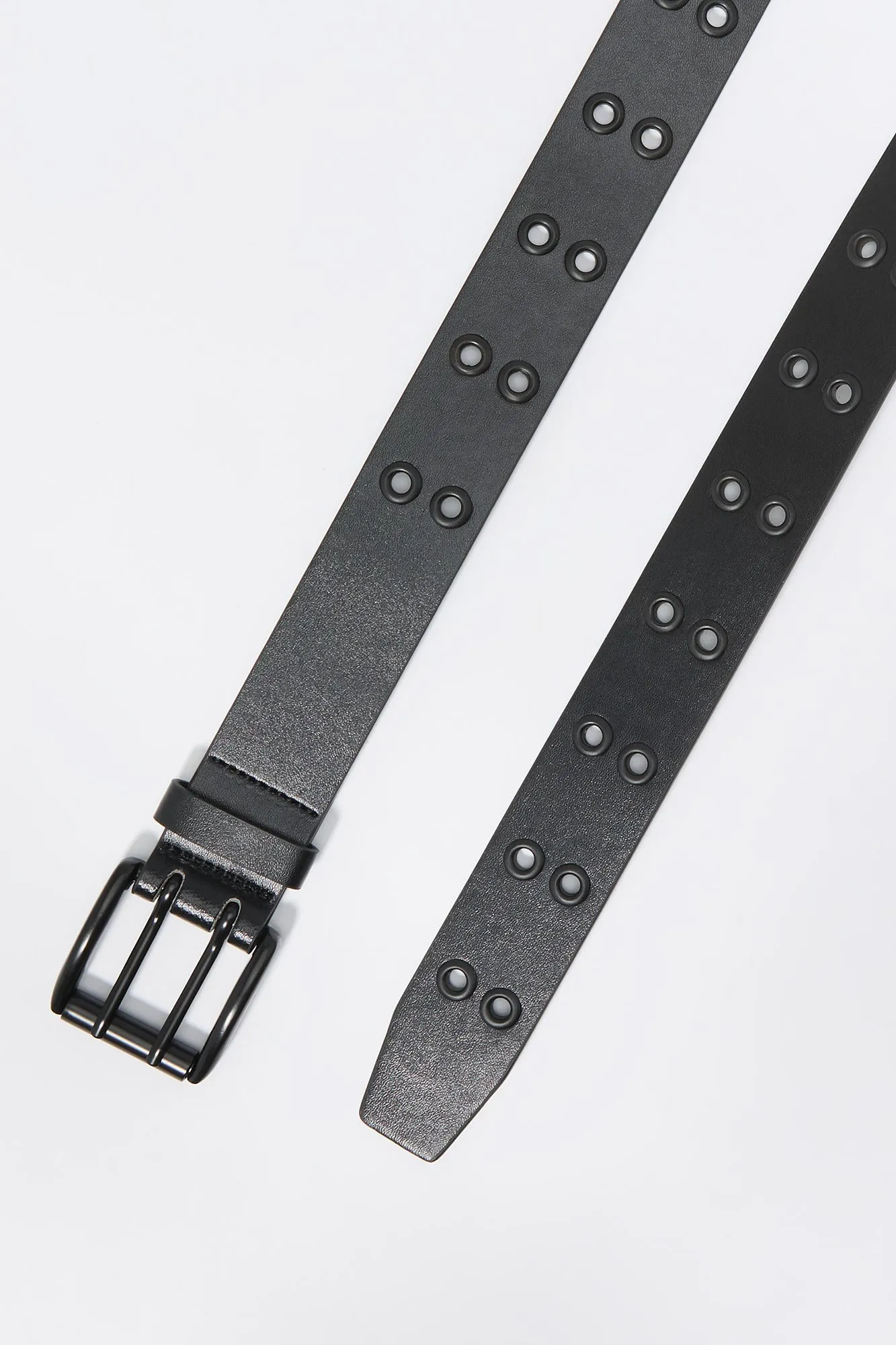 Black Faux Leather Grommet Belt