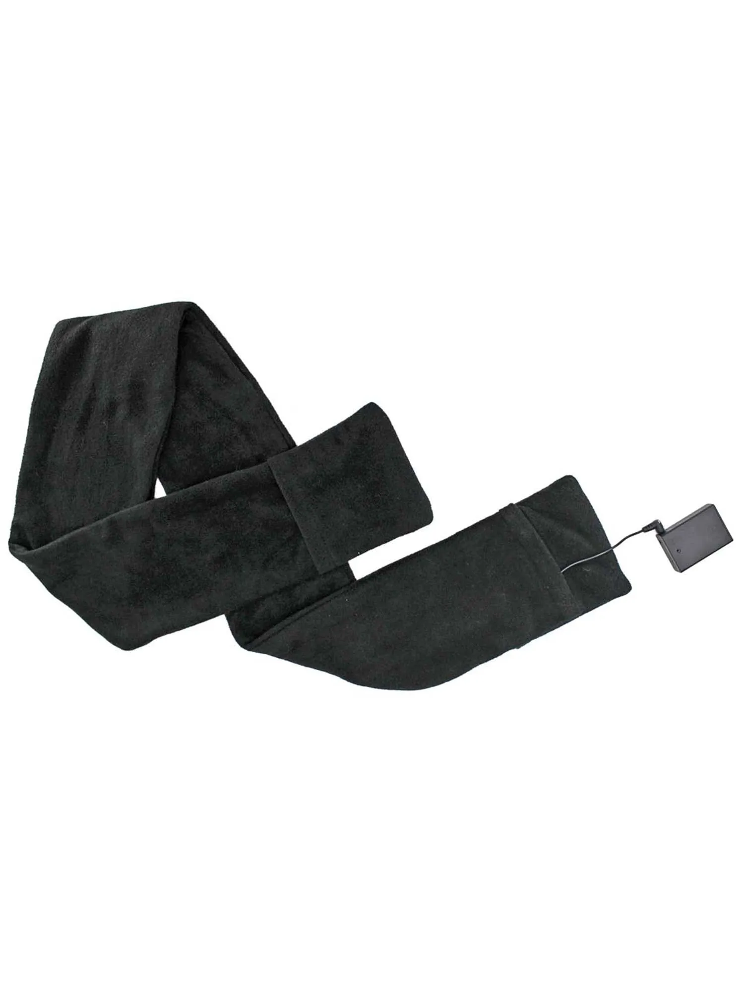 Black Heated Fleece Unisex Winter Scarf With Pockets