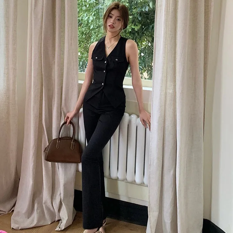 Black Vest Trouser Suit