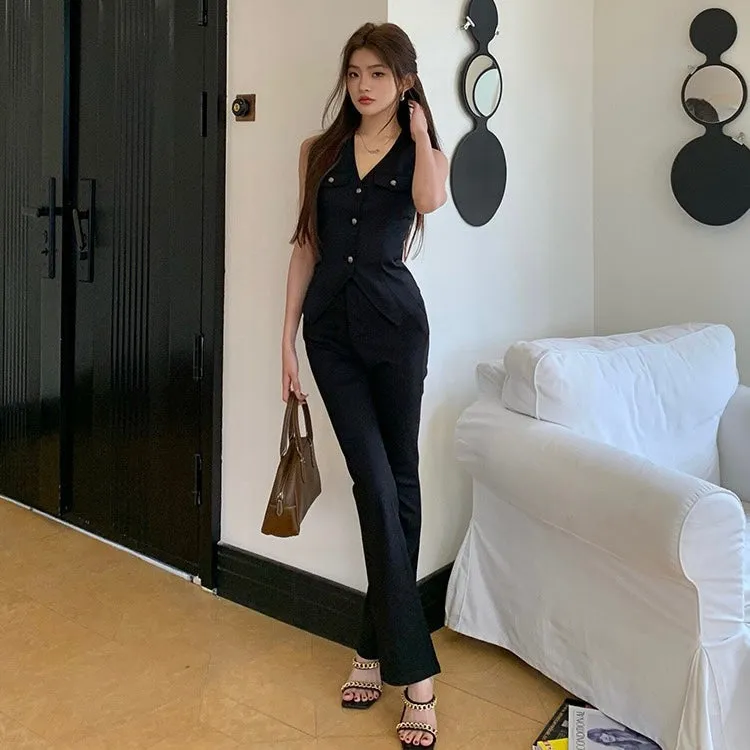 Black Vest Trouser Suit