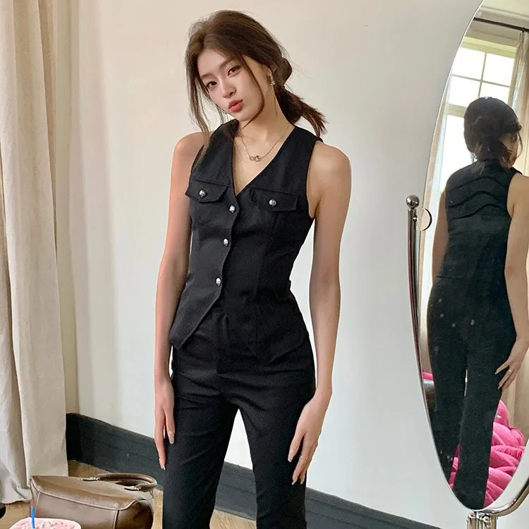 Black Vest Trouser Suit