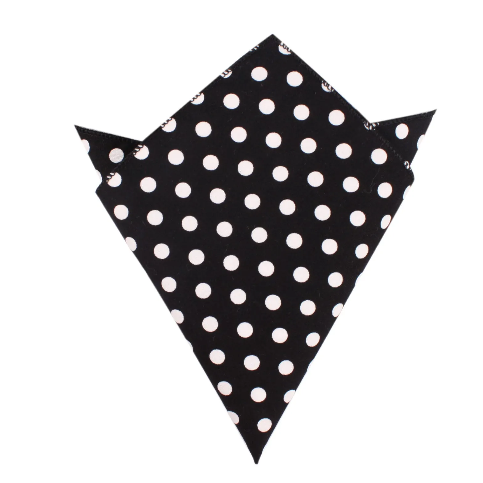 Black with White Large Polka Dots Cotton Pocket Square