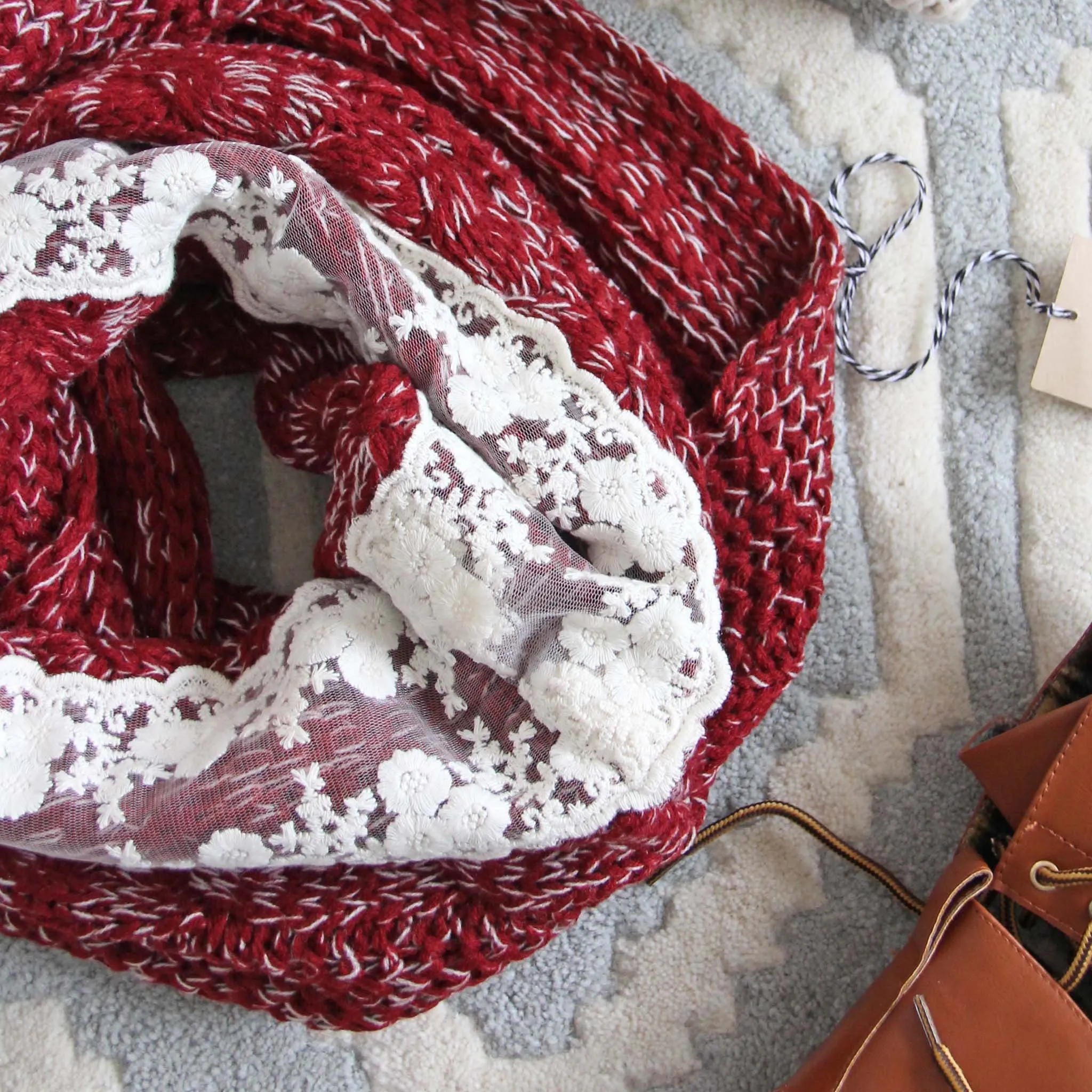 Bordeaux & Lace Scarf