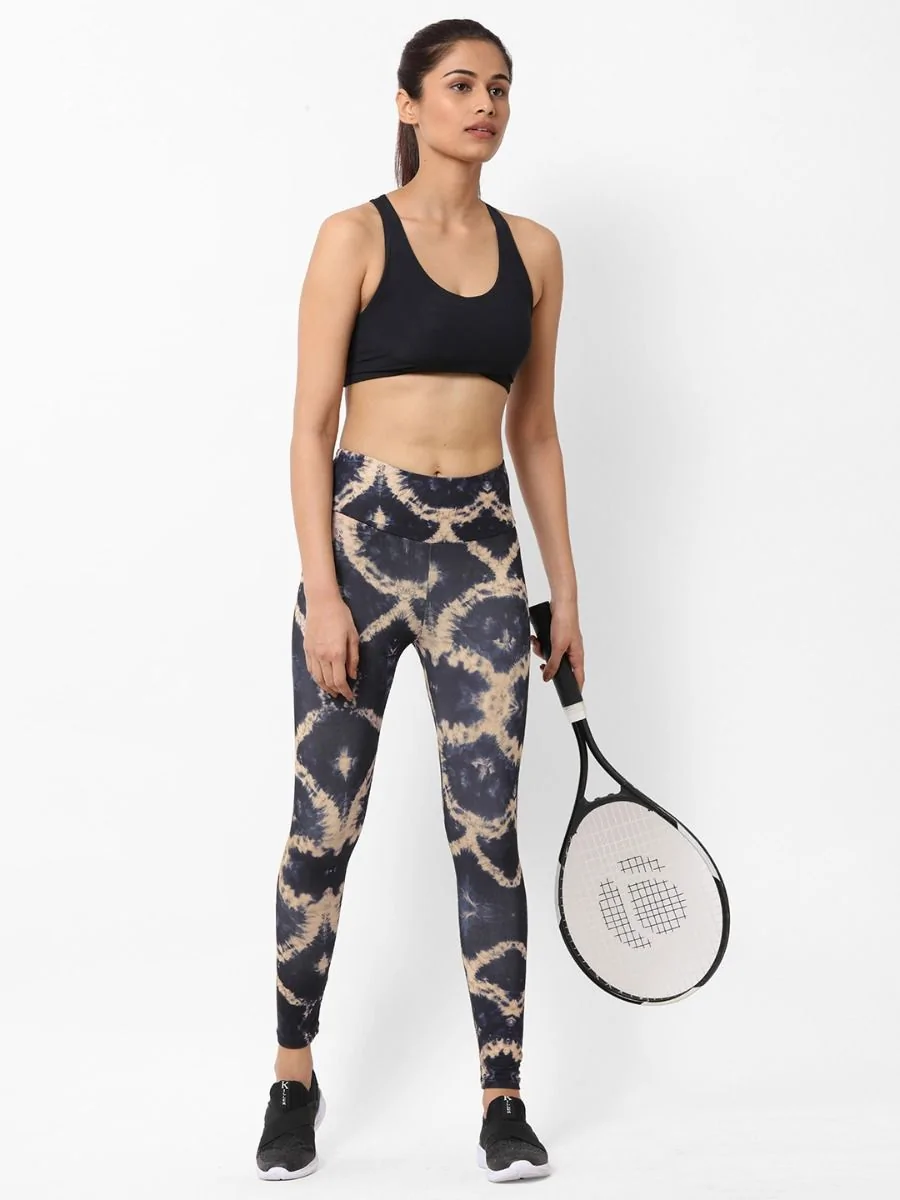 Brown Tie-Dye AOP Leggings