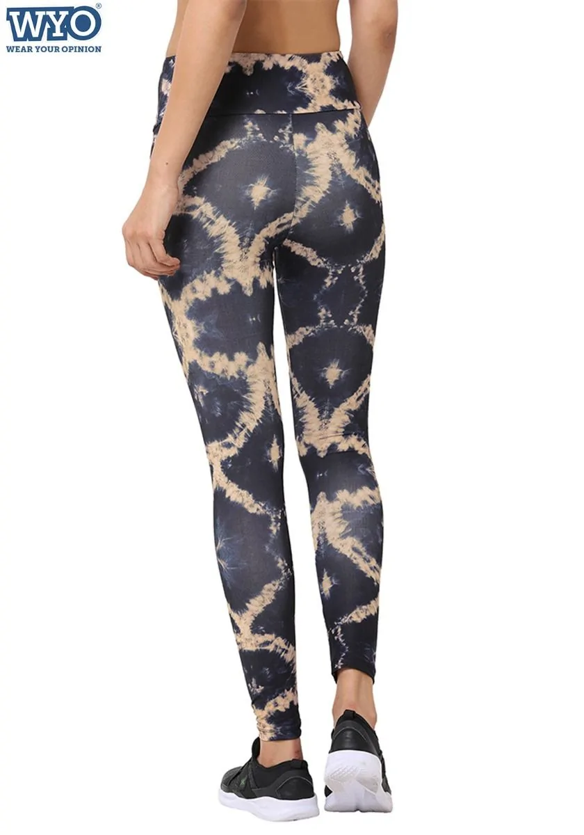 Brown Tie-Dye AOP Leggings