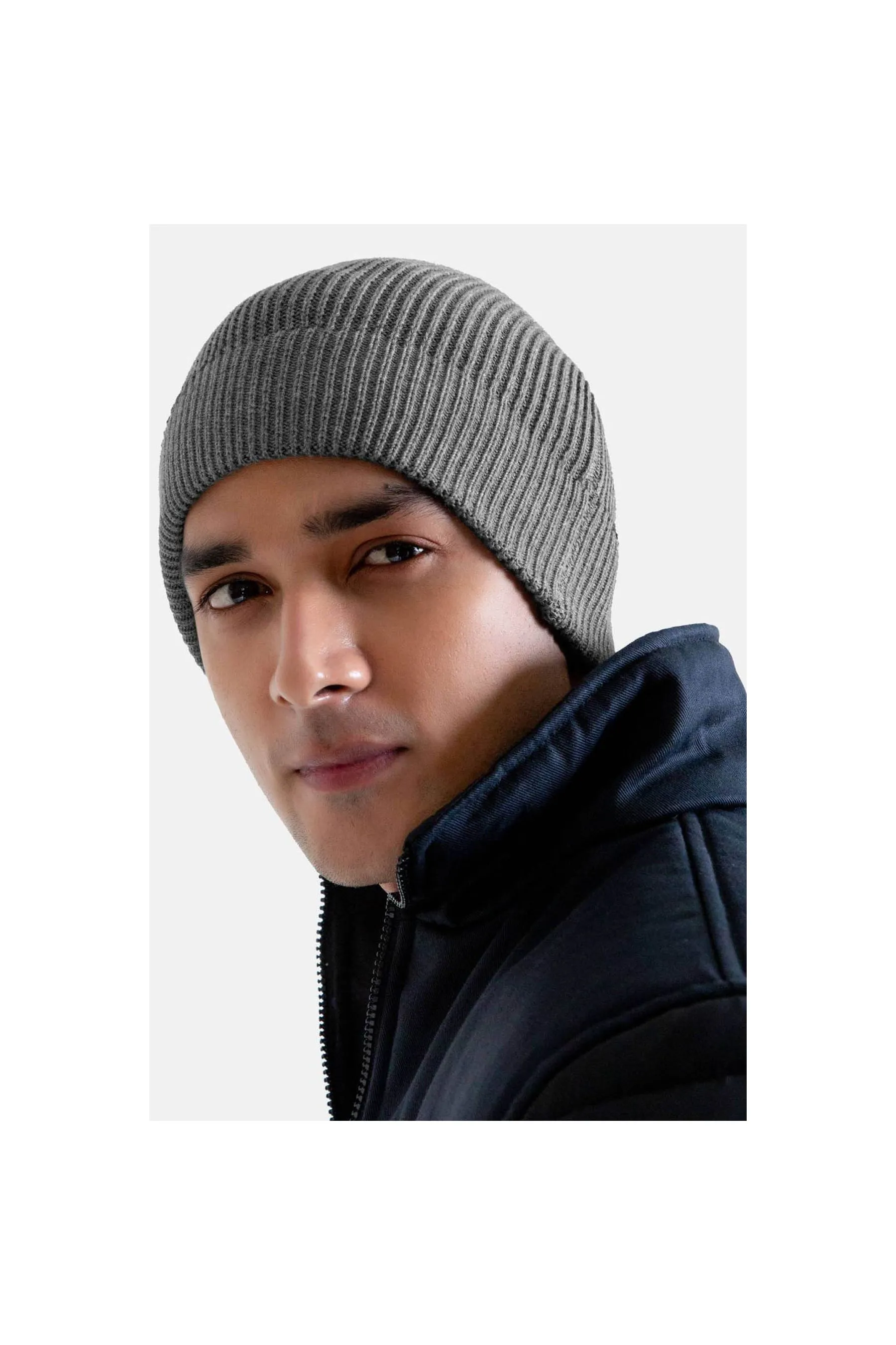 BRUMANO Grey Melange Beanie Cap Grey Men Beanies