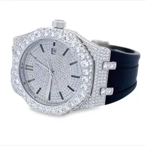 Bust Down Rubber Band Moissanite Steel VVS Iced Out Watch