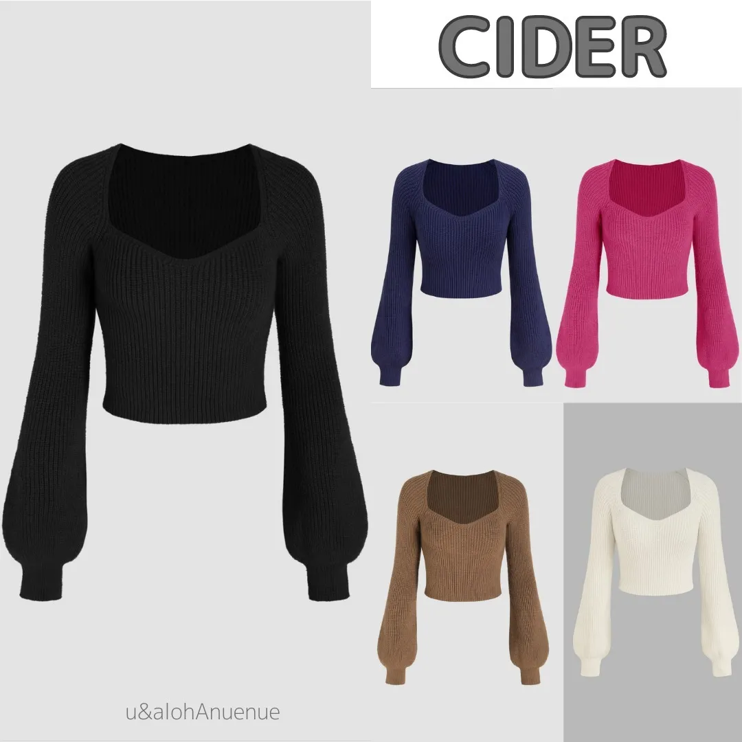 Cider  |Casual Style Street Style V-Neck Long Sleeves Plain