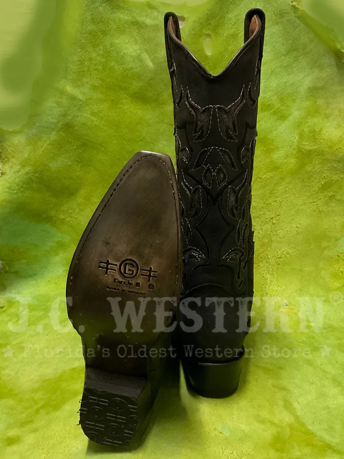 Circle G L6033 Ladies Inlay & Embroidery Boot Black And Grey