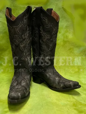 Circle G L6033 Ladies Inlay & Embroidery Boot Black And Grey