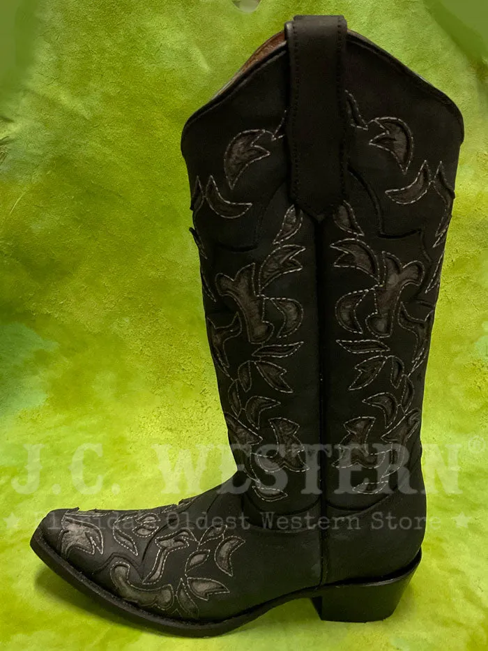 Circle G L6033 Ladies Inlay & Embroidery Boot Black And Grey