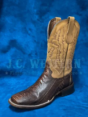 Circle G L6059 Mens Ostrich Leg Embroidery Square Toe Boot Brown