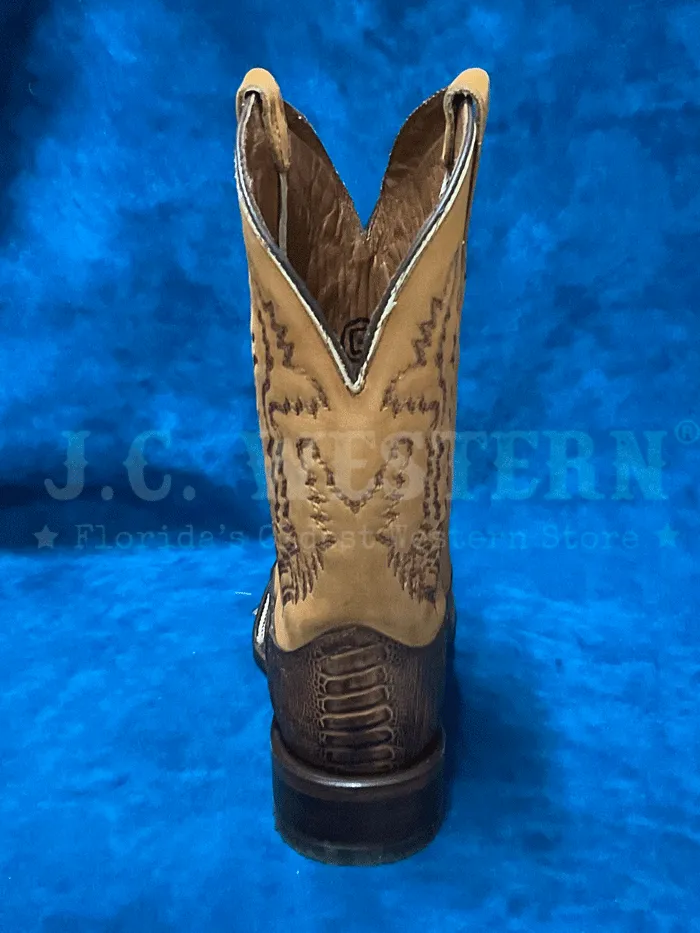 Circle G L6059 Mens Ostrich Leg Embroidery Square Toe Boot Brown