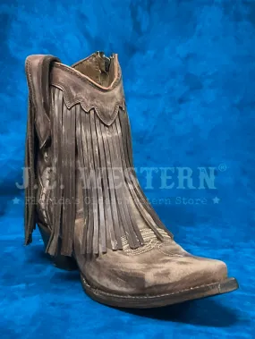 Circle G L6072 Ladies Brick Fringes Ankle Western Boot Brown