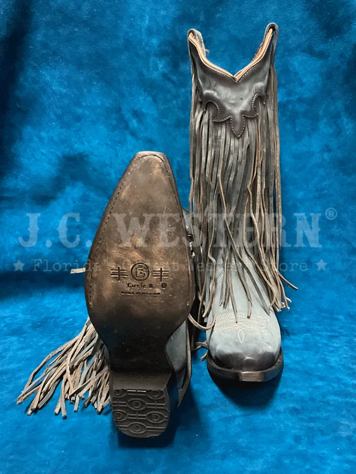 Circle G L6074 Ladies Fringes Western Boot Light Blue