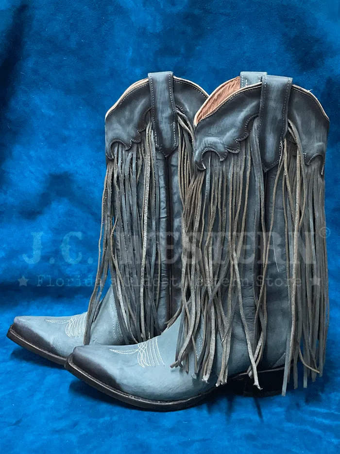 Circle G L6074 Ladies Fringes Western Boot Light Blue