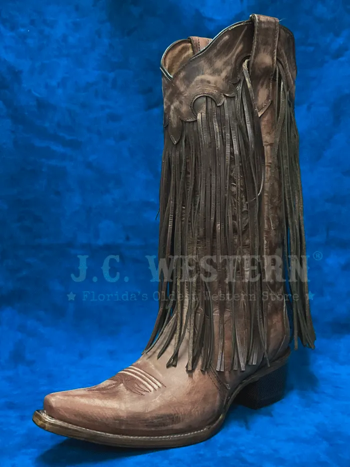 Circle G L6088 Ladies Brick Fringes Western Boot Brown