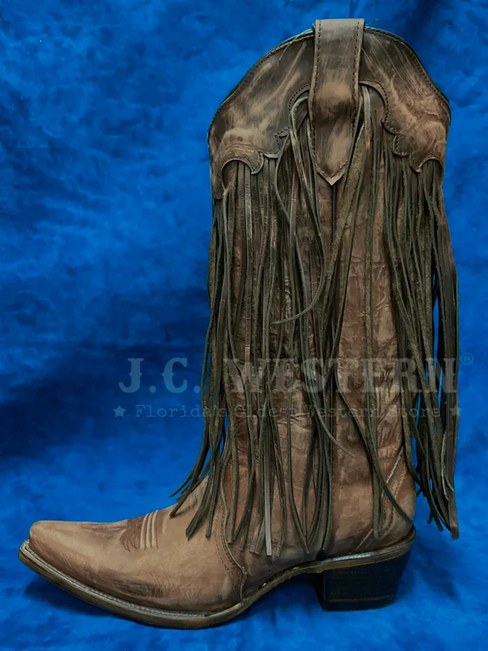 Circle G L6088 Ladies Brick Fringes Western Boot Brown