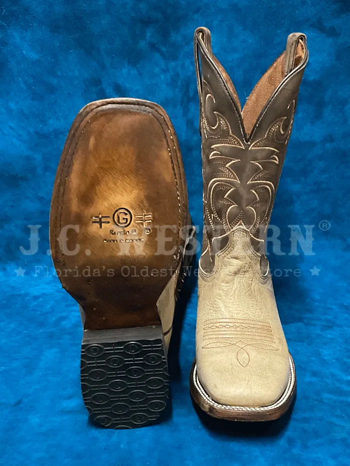 Circle G L6134 Mens Embroidery Wide Square Toe Boot Shedron Tan