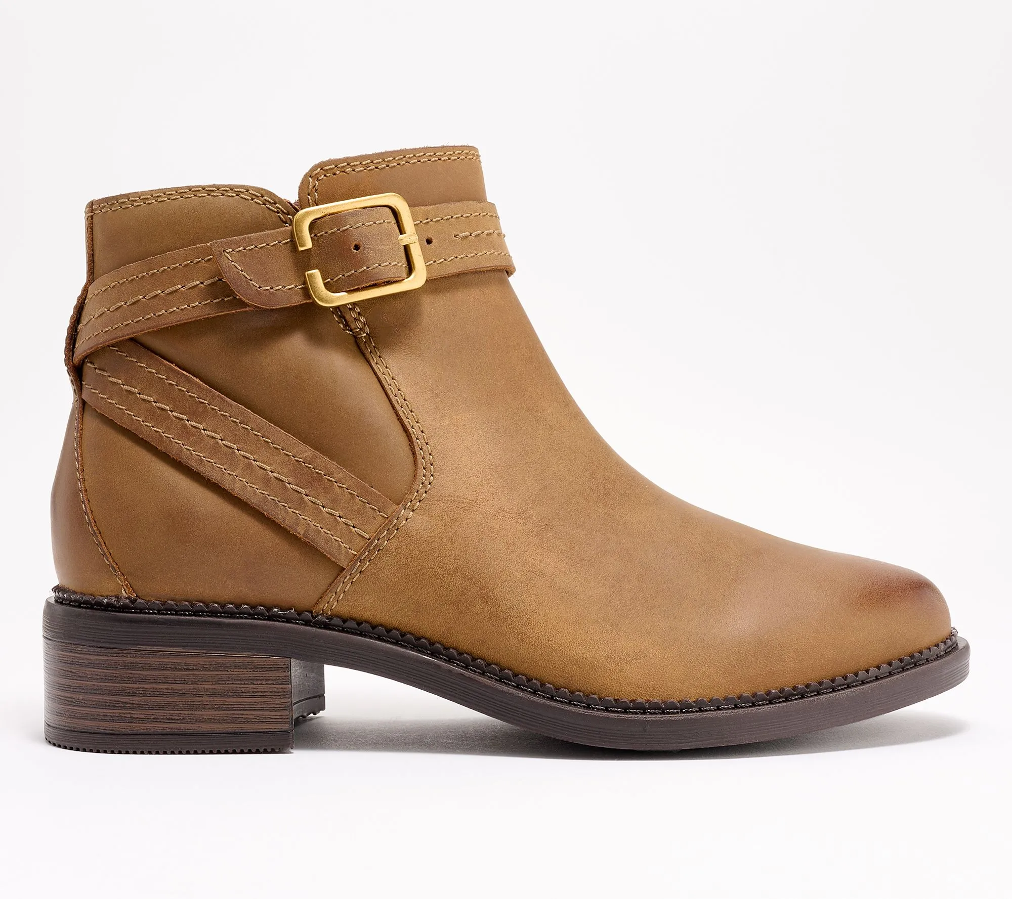 Clarks Collection Leather Strapped Ankle Boot- Maye Step