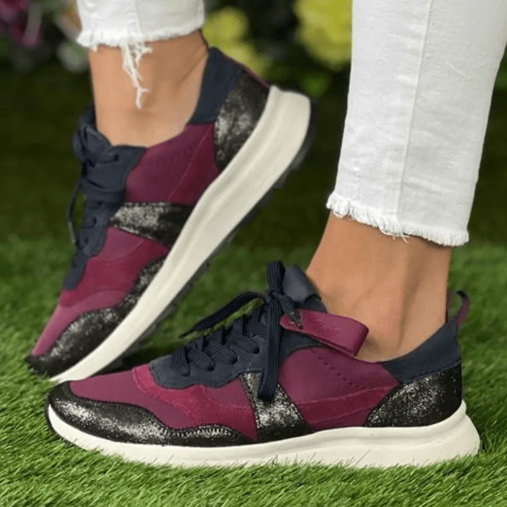 Clarks DashLite Jazz Wine Combination Glitter Trainers