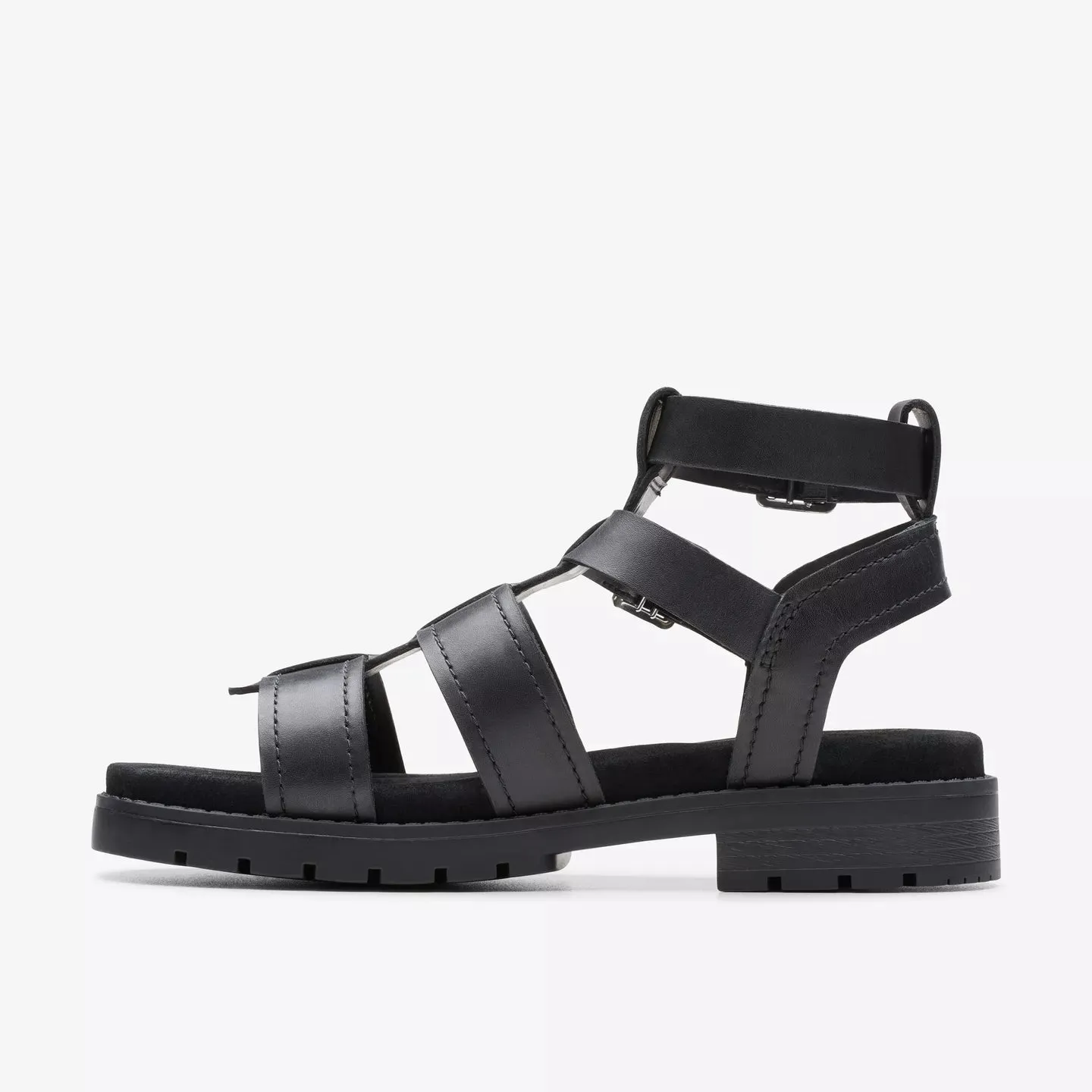 Clarks Orinoco Cove Black Leather Sandals