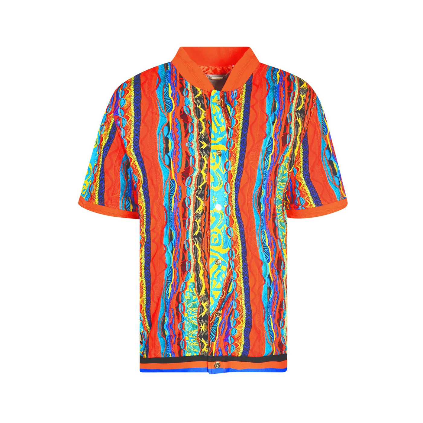 COOGI Turks - Printed Cotton Jersey Button Down Short Sleeve Top