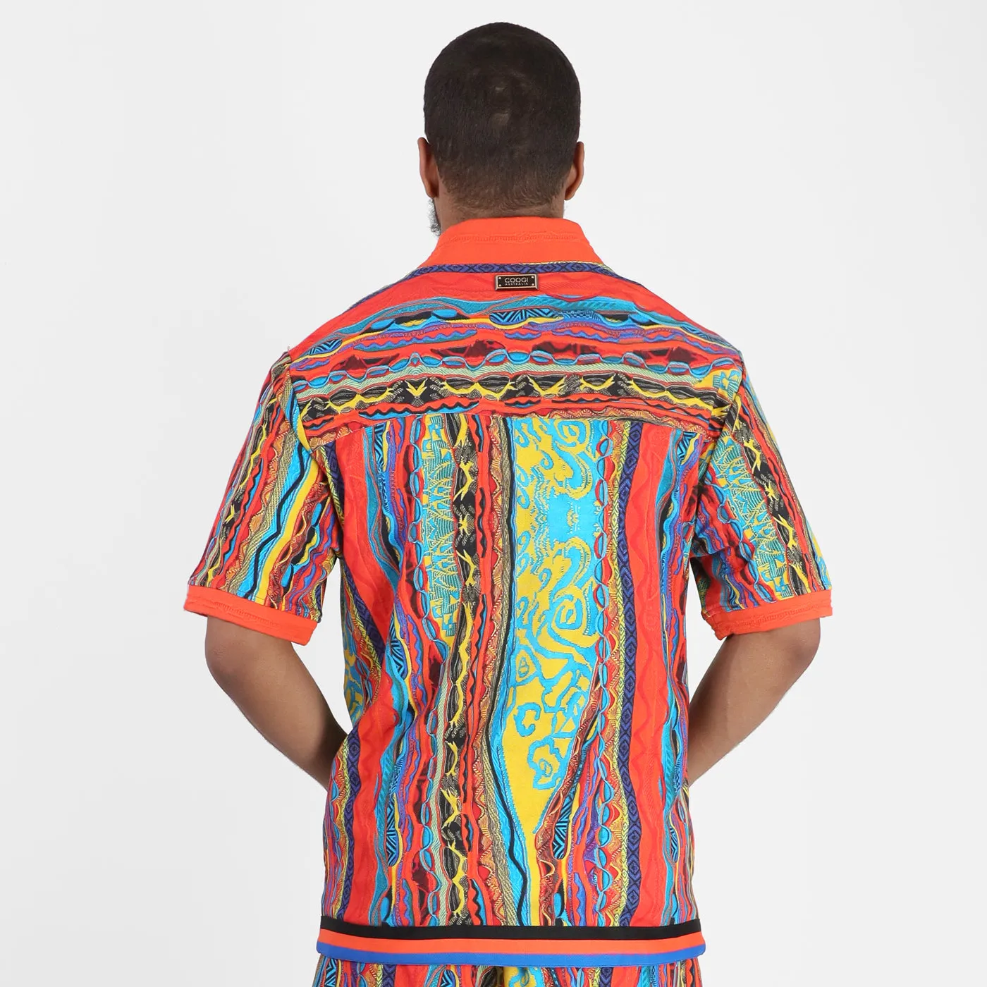 COOGI Turks - Printed Cotton Jersey Button Down Short Sleeve Top