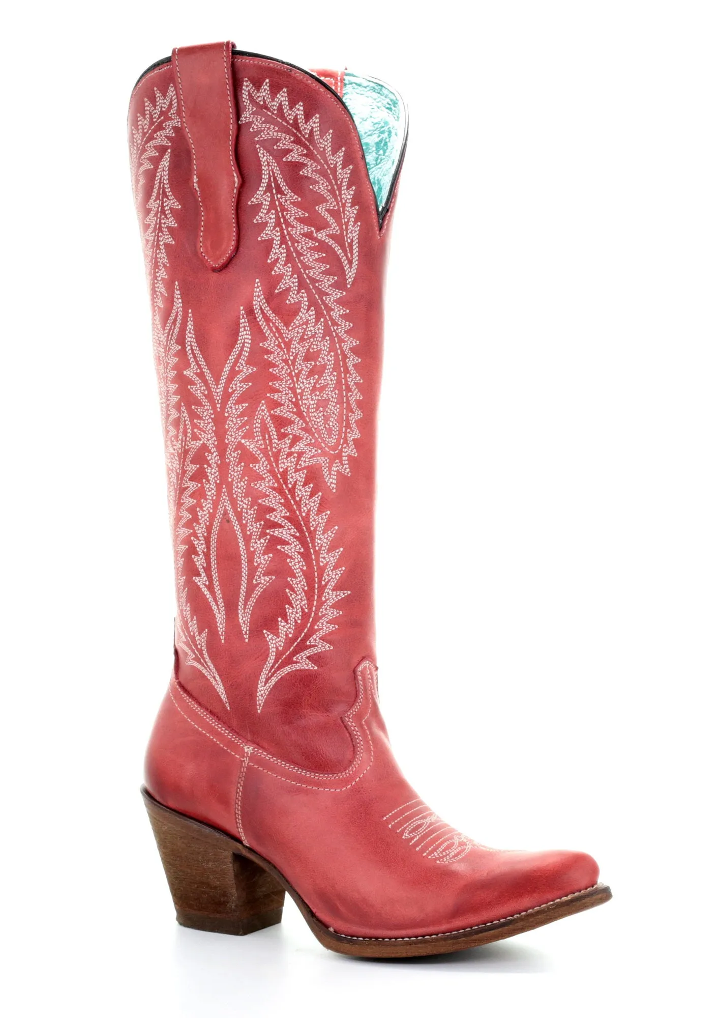 Corral Ladies Embroidery Red Cowhide Leather Cowgirl Boots 8.5 M