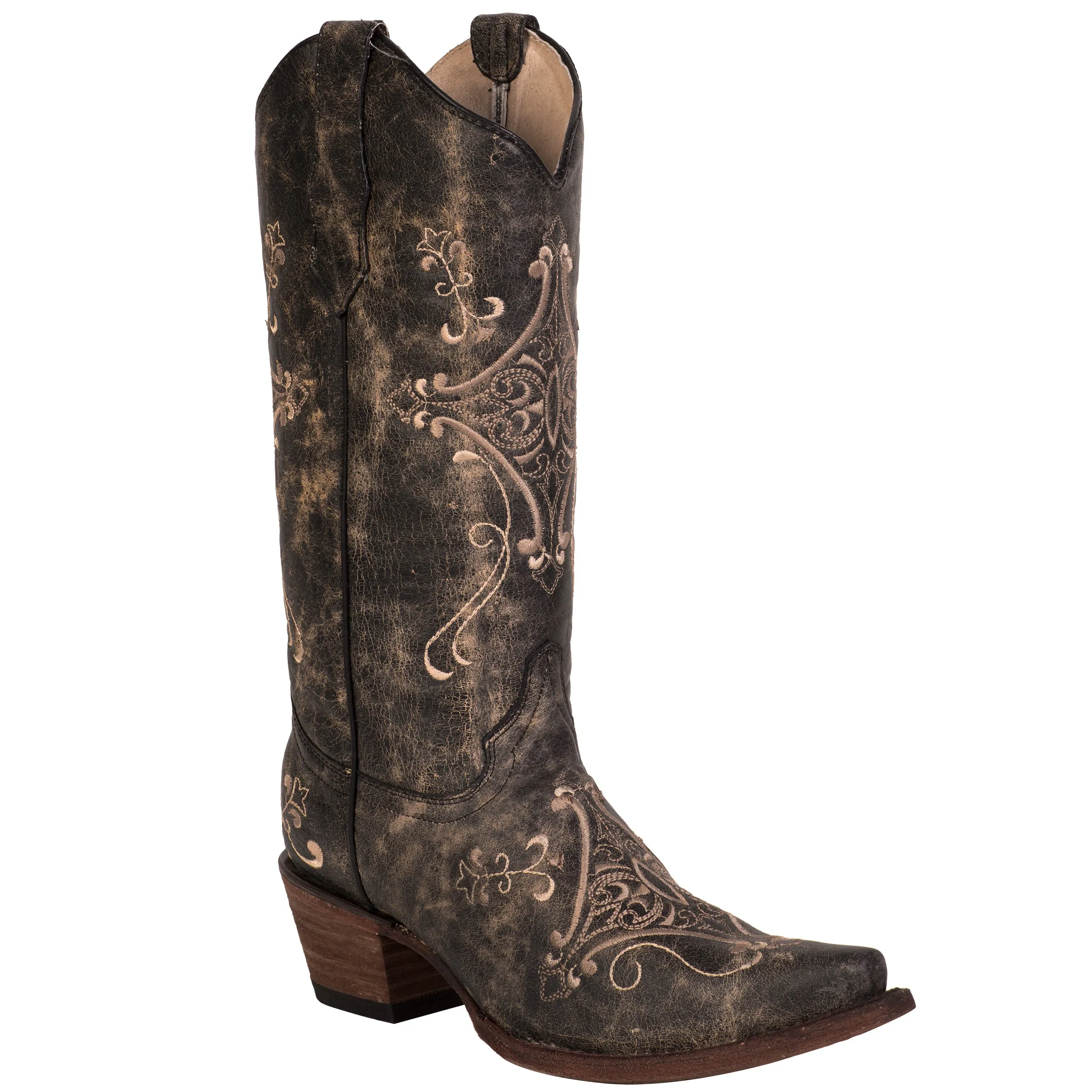 Corral Urban Ladies Embroidery Brown Cowhide Leather Cowgirl Boots