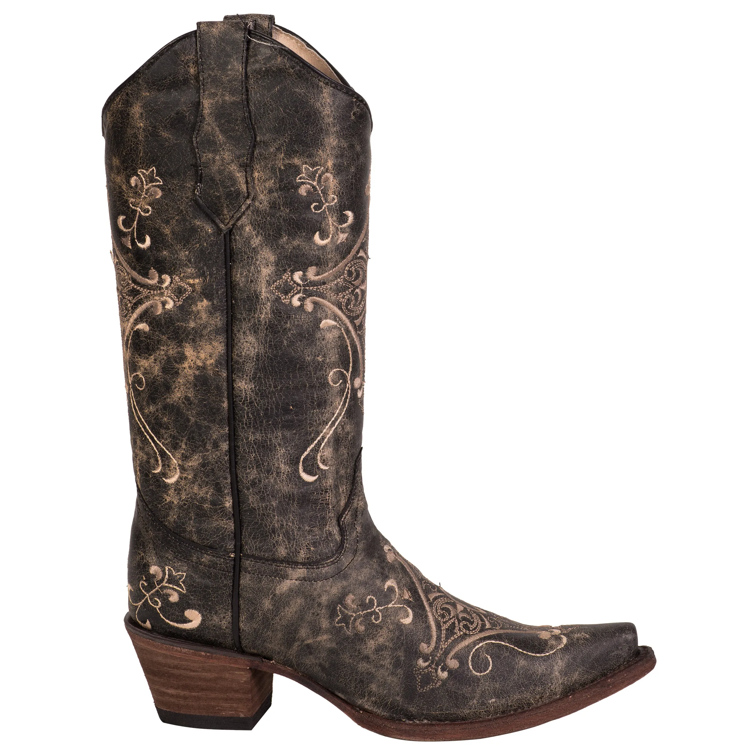 Corral Urban Ladies Embroidery Brown Cowhide Leather Cowgirl Boots