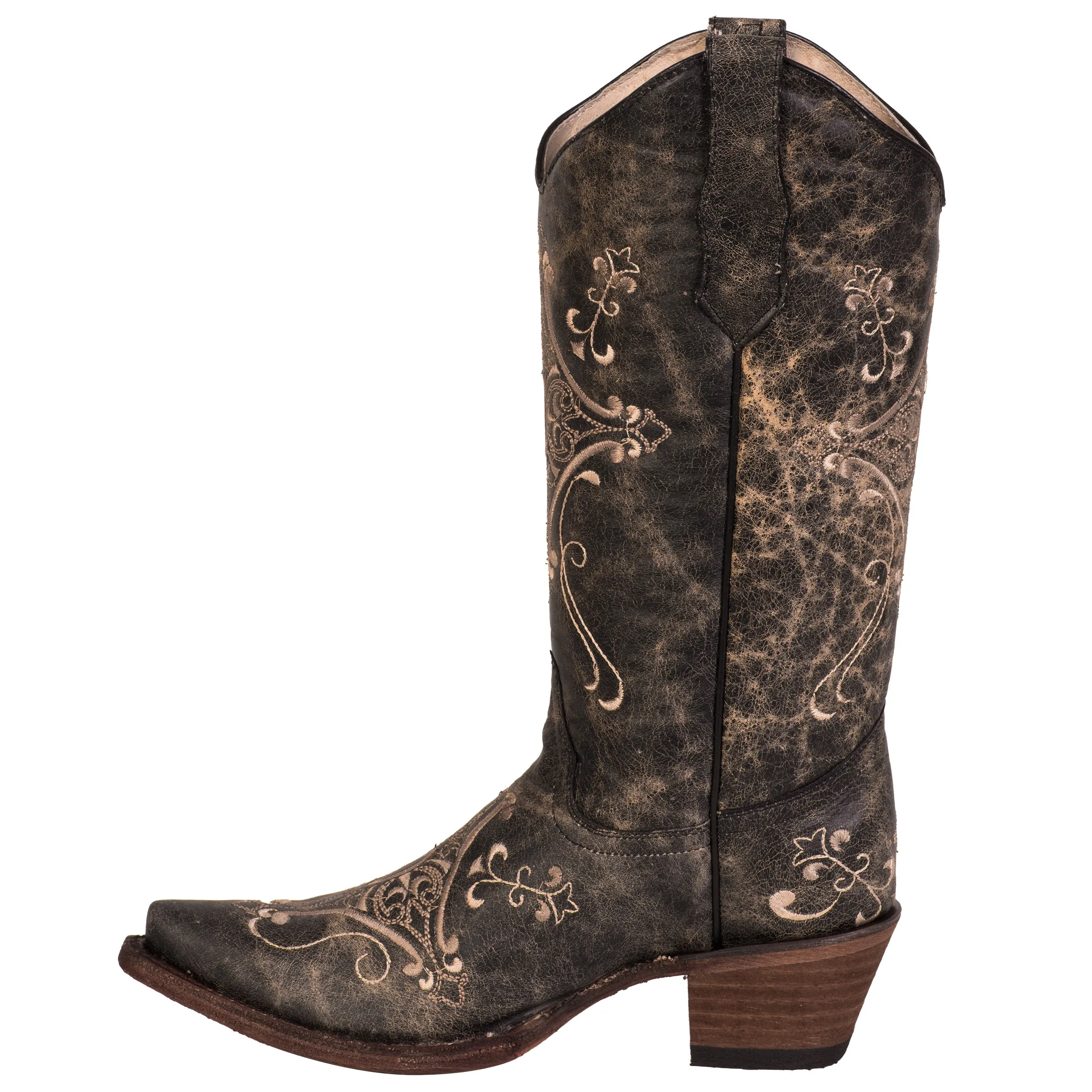 Corral Urban Ladies Embroidery Brown Cowhide Leather Cowgirl Boots