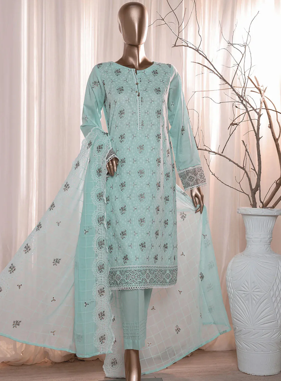 Dastan By HZ Textile Slub Embroidered Lawn 3 Piece Unstitched Suit HZ24DV2 D-5B