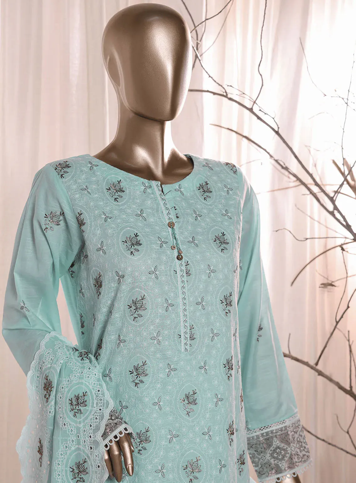 Dastan By HZ Textile Slub Embroidered Lawn 3 Piece Unstitched Suit HZ24DV2 D-5B